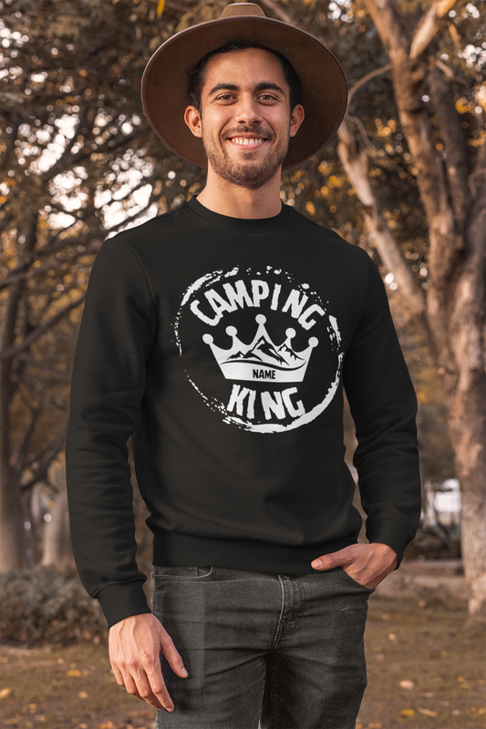 Personalized Camping King Sweatshirt, Custom Camp Sweater, Hiking Sweatshirt, Mountains Shirt, Outdoors Sweatshirt, Camping Gift for Him