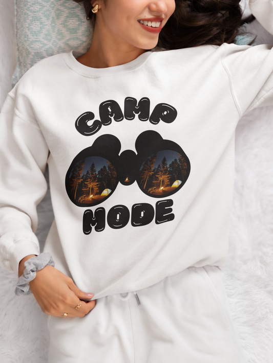 Camp Mode Camping Crewneck Sweatshirt, Road Trip, Adventure Lover, Travel, Nature, Hiking Sweater Gift for Him/Her