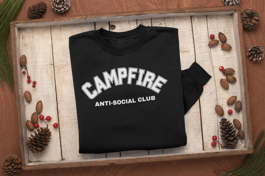 Campfire Anti-Social Club Sweatshirt, Sarcastic Camping Sweater, Hiking Sweater, Outdoors Sweatshirt, Mountain Sweatshirt, Nature Lover Gift