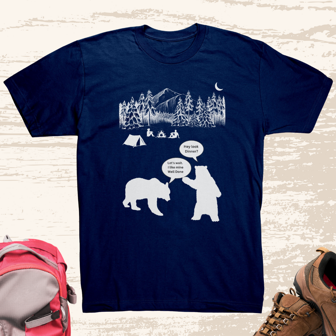 Funny Camping Bear Shirt, American Apparel Hiking Shirt, Camping / Caravan RV Gift for Him