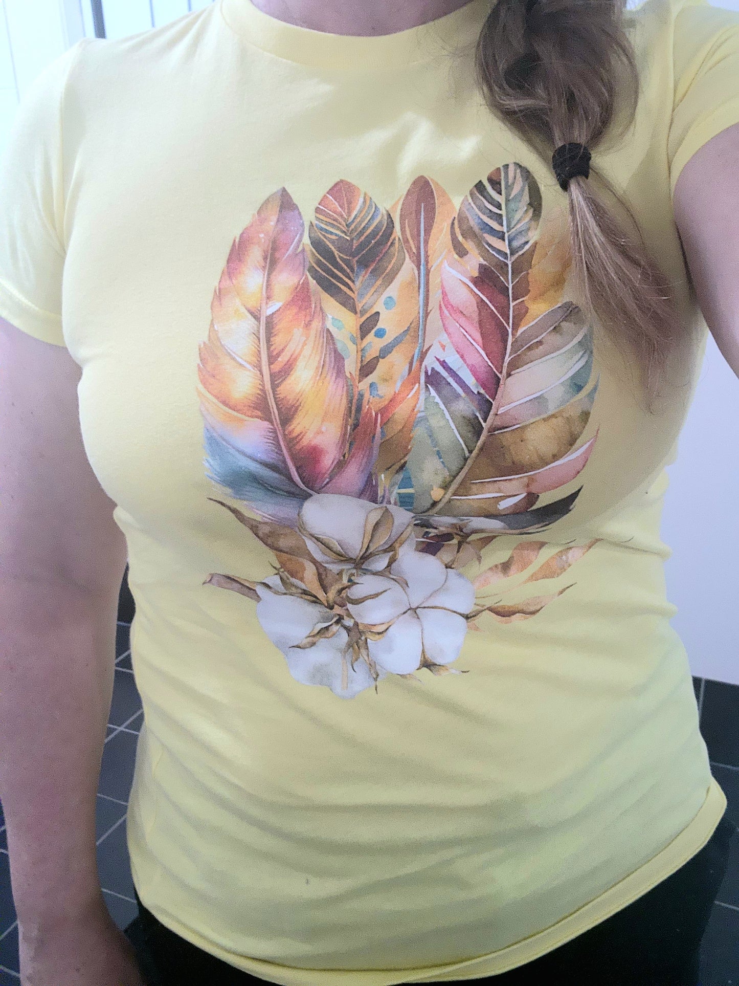 Boho Shirt, Feathered Shirt, Cotton Summer Tshirt, Spring Shirt, Cute Summer Tee, Summer Clothing, Nature Lover Tee, Gift for Her