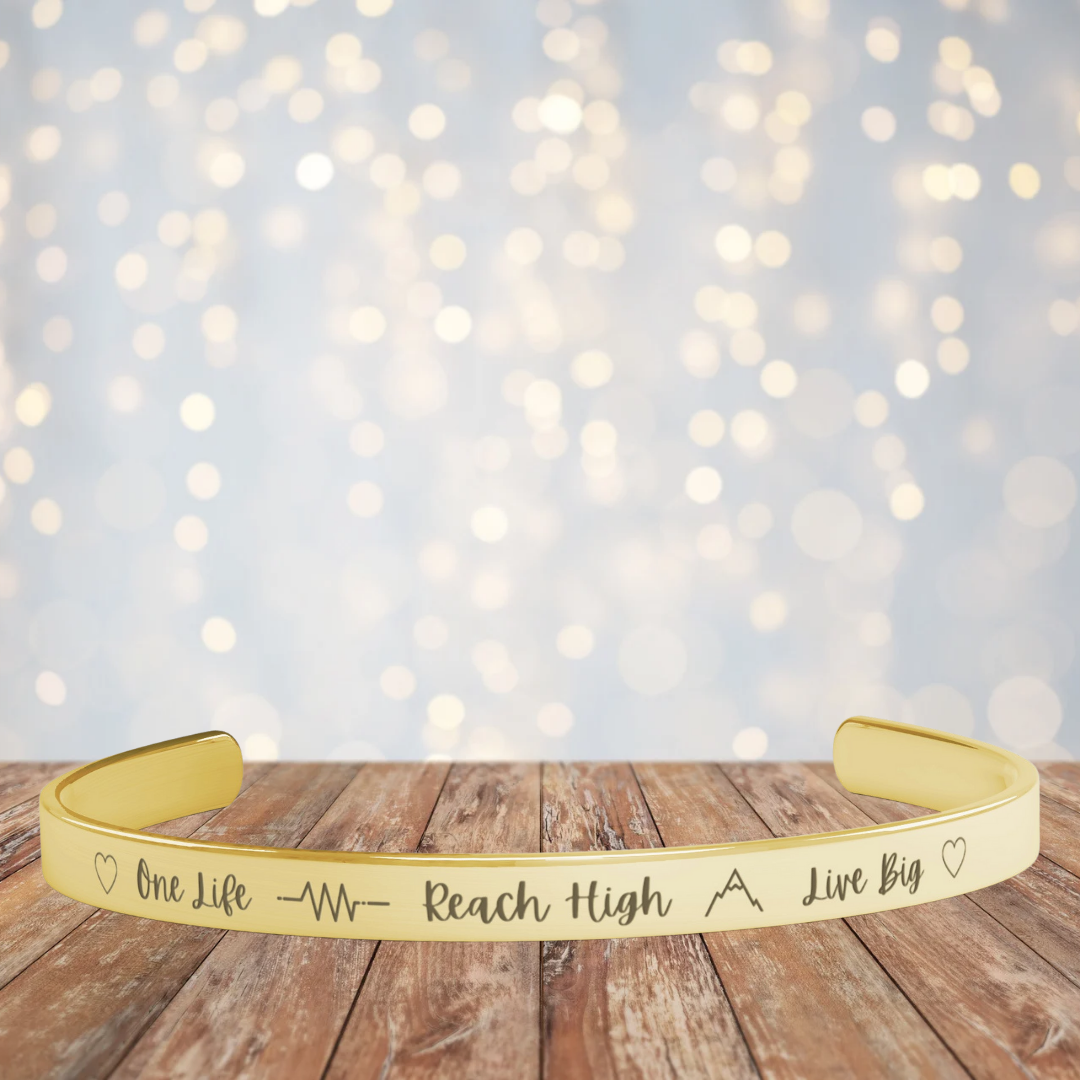 Inspirational Life Cuff Bracelet, Motivational Bracelet, Hiking Gear, Affirmation Jewelry, Gift from the Heart, Gift for Daughter, Graduation Gift