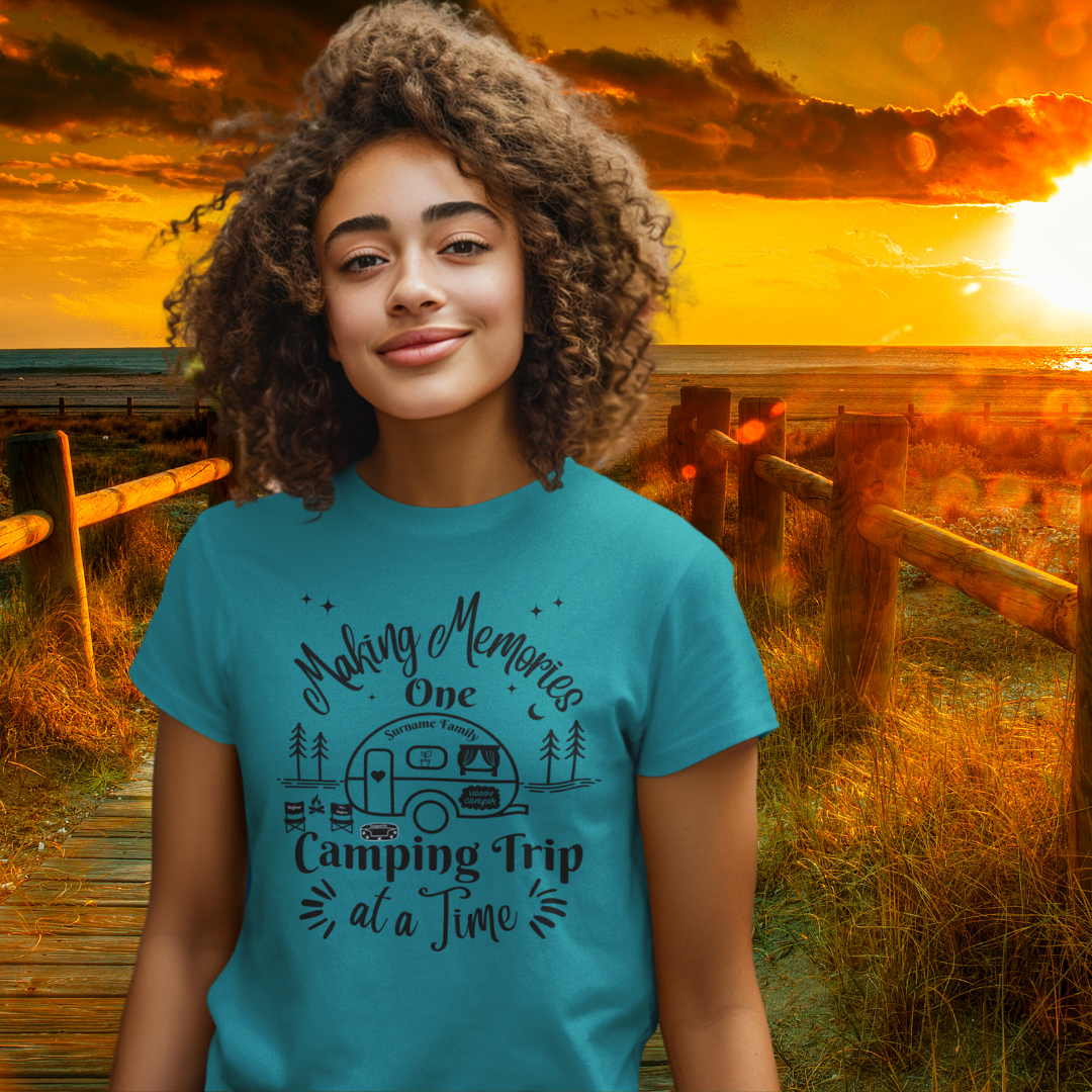 Personalized Making Memories One Camping Trip at a Time Tshirt, RV Camper Shirt, Cute Camping Tee, Family Camping Shirts, Caravan Gift, Gift for Campers