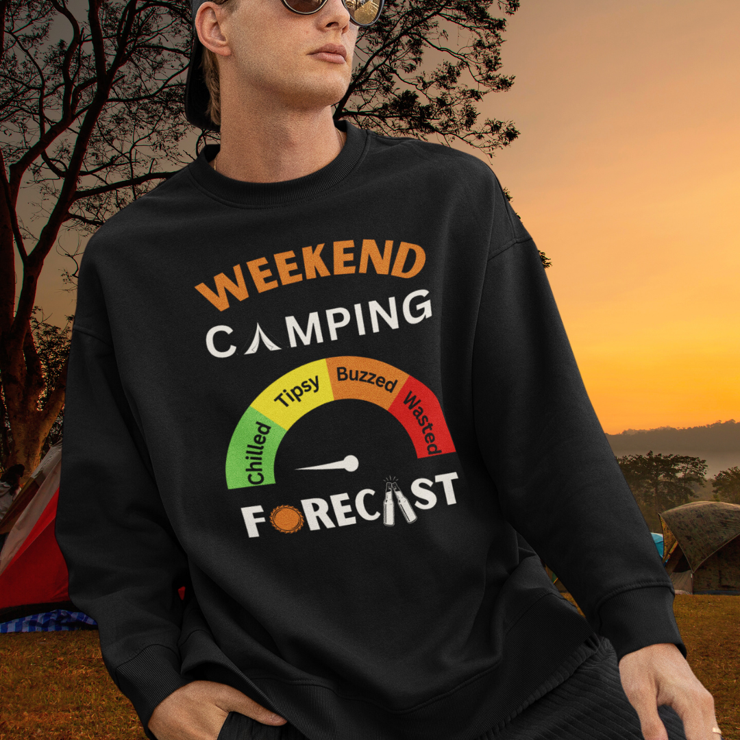 Weekend Camping Forecast Sweatshirt, Beer Drinking Sweater, Outdoors Hiking Sweatshirt, Funny RV Sweatshirt, Gift for Campers