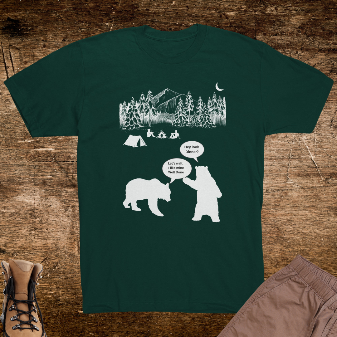 Funny Camping Bear Shirt, American Apparel Hiking Shirt, Camping / Caravan RV Gift for Him