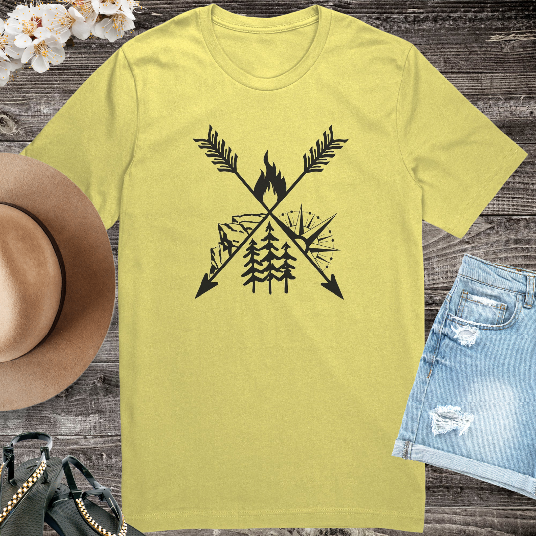 Camping Crossed Arrows Shirt, Hiking Tee, Campfire Shirt, Outdoorsy Shirt, Mountains Shirt, Pine Tree Shirt, Road Trip Shirt, Unisex Tshirt, Gift for Campers