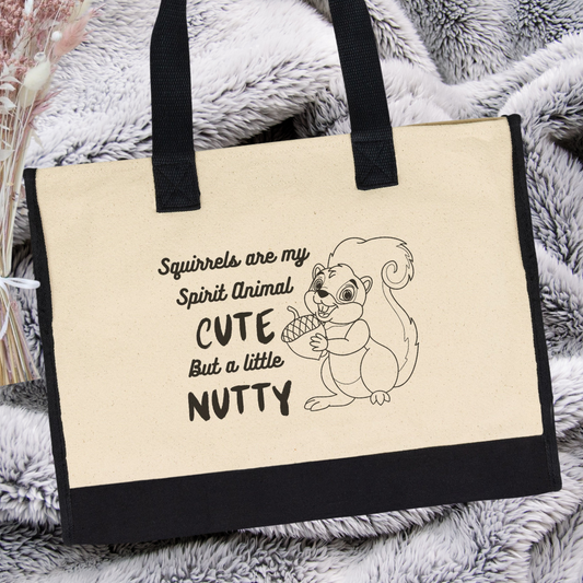 Squirrel Tote Bag, Premium Cotton Tote Bag, Cute Squirrel Lover Bag, Animal Lover Gift, Funny Gift for Mom, Gift for Grandmother, Squirrel collection