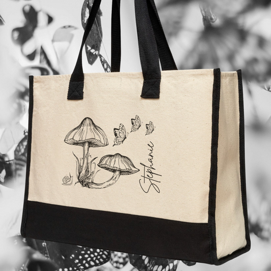 Personalized Cottagecore Tote Bag, Mushroom Tote Bag, Butterfly Tote Bag, Woodsy Bag, Bridesmaid Gift, Bridesmaid Tote Bag, Gift for Nature Lover, Gift for Her