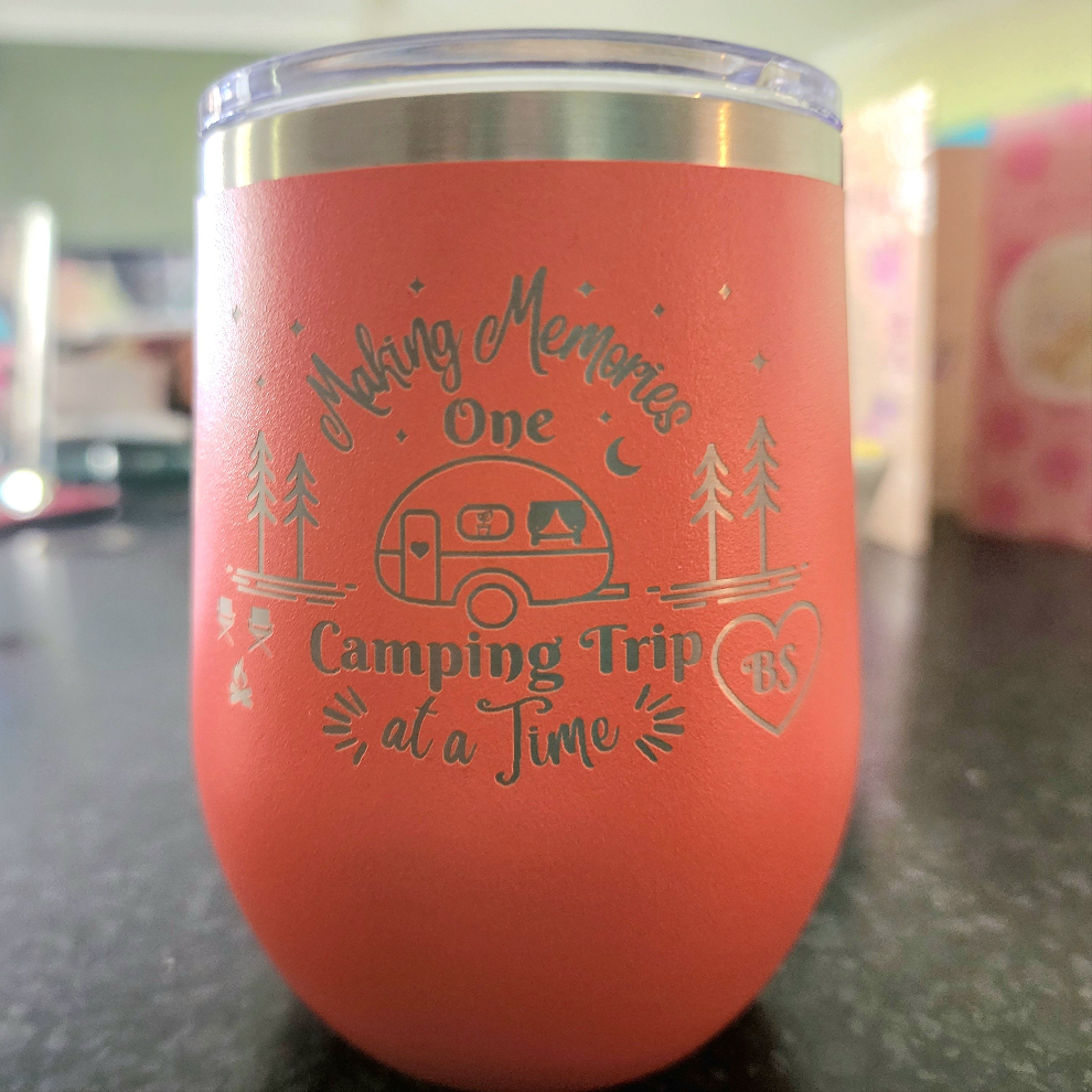 Personalized Camping Wine Tumbler, Making Memories One Camping Trip at a Time, Polar Camel Snap on Acrylic Sipper Lid, Vacuum Insulated, Camping Gear, RV Accessories, Gift for Campers