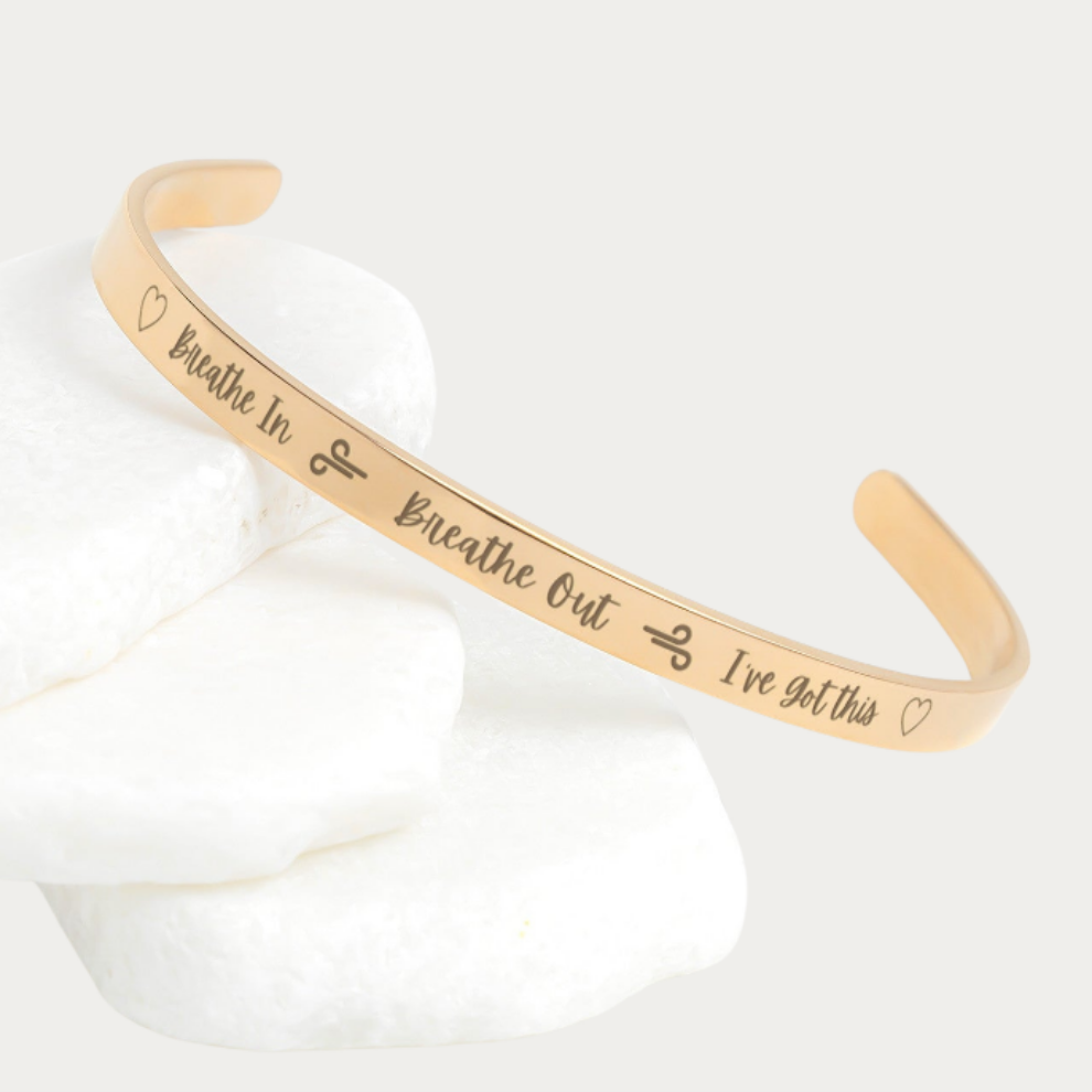 Motivational Bracelet, Breathe In, Breathe Out, I've Got This Jewelry, 18K Gold, Rose Gold and Silver Plated Cuff Bracelet, Inspirational Jewelry, Graduation Gift, Hiking Gear