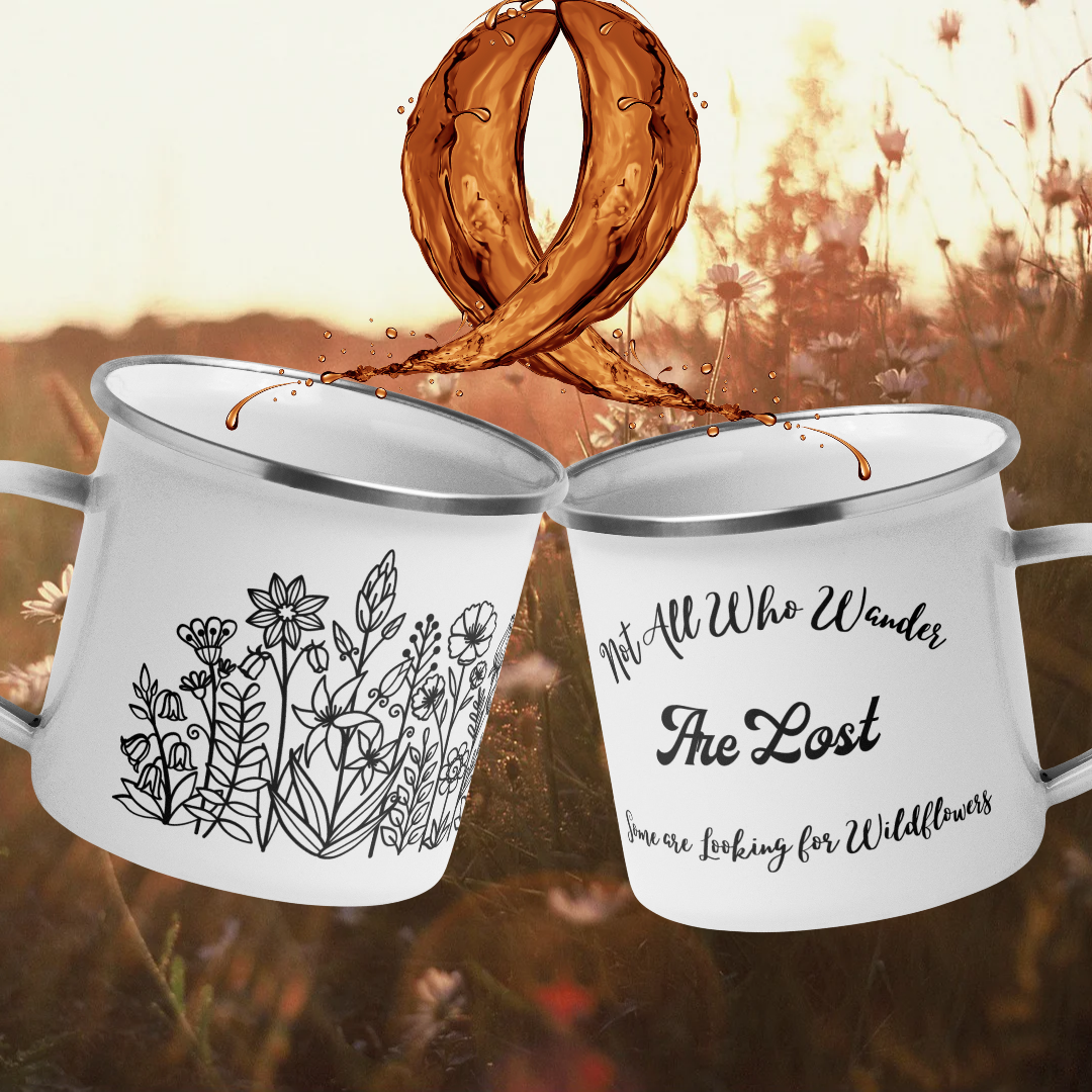 Not All Who Wander are Lost Camping Mug, Camper Mug, Travel Mug, Wildflower Travel Cup, Stainless Steel Mug, Gift for Camper, Wildflower Lover