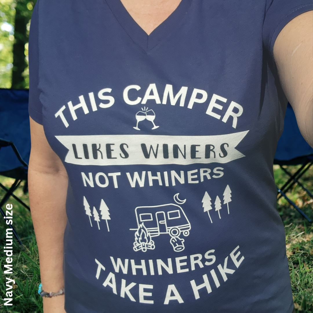 Winers not Whiners Camp Shirt, Funny Women's Camping Shirt, Women's V-neck Camp Shirt, Funny RV Shirt, Funny Gift for Camper