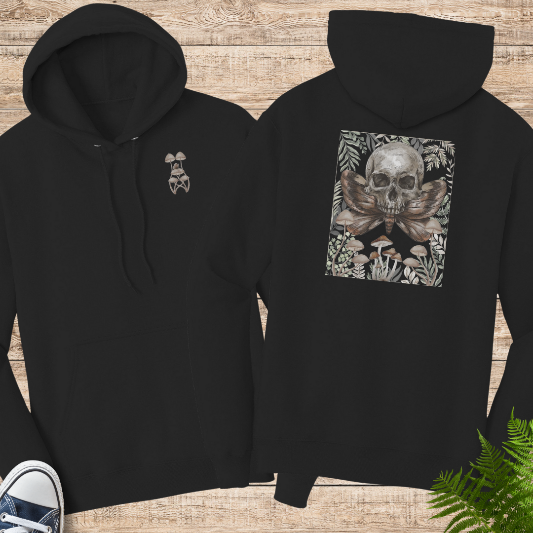 Mystic Moth Hoodie, Mushroom Hooded Sweatshirt, Fairycore Hoodie, Death Moth Clothing, Forest Fern Hooded Sweater, Cottagecore Hoodie