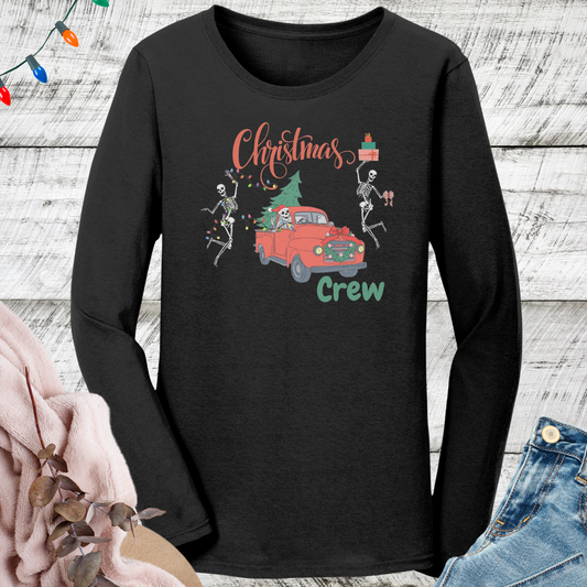 Christmas Long Sleeve Tshirt, Skeleton Christmas Tshirt, Skeleton Christmas Crew Shirt, Country Lover Xmas Crewneck Shirt, Gift for Christmas Lover