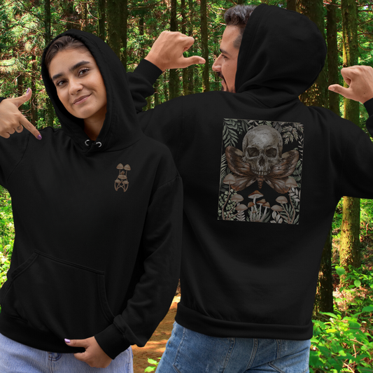 Mystic Moth Hoodie, Mushroom Hooded Sweatshirt, Fairycore Hoodie, Death Moth Clothing, Forest Fern Hooded Sweater, Cottagecore Hoodie