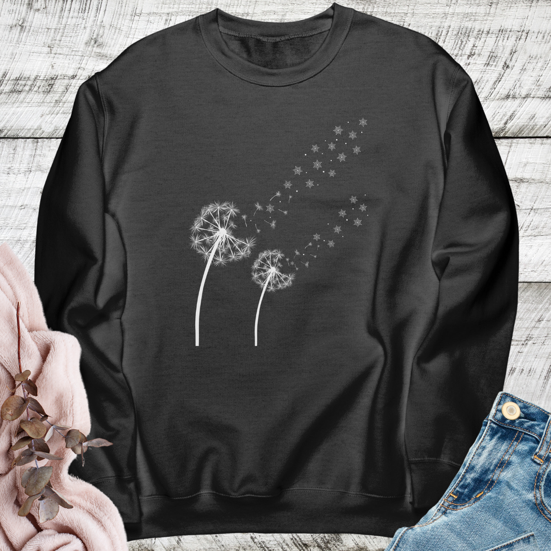 Dandelion Sweatshirt, Winter Snowflake Sweater, Cozy Fall Wildflowers Sweatshirt, Plant Lover Gift for Her