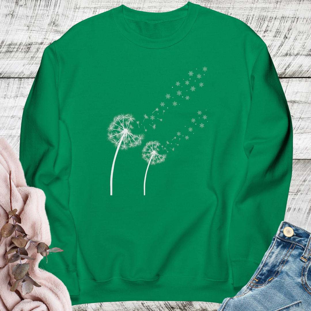 Dandelion Sweatshirt, Winter Snowflake Sweater, Cozy Fall Wildflowers Sweatshirt, Plant Lover Gift for Her