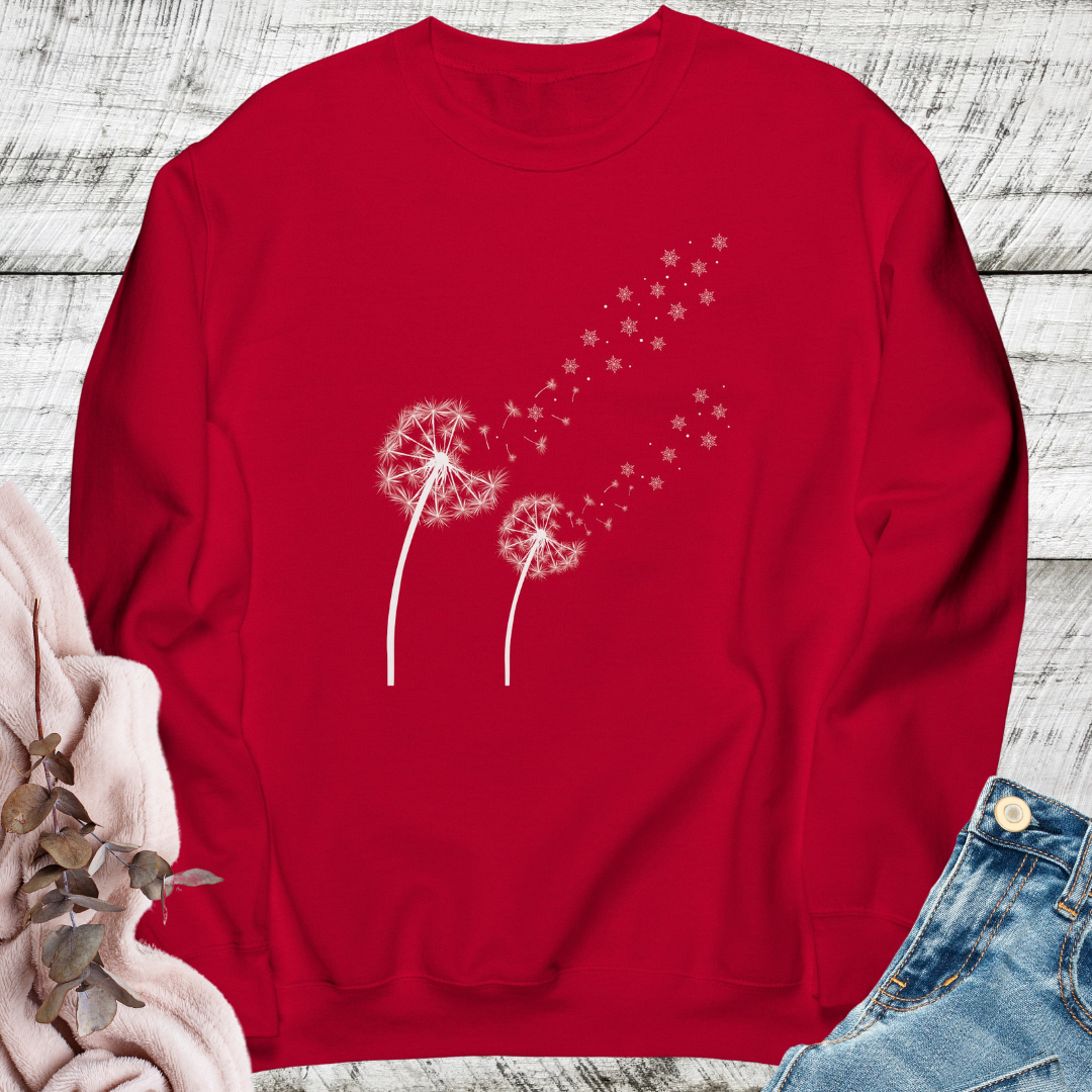 Dandelion Sweatshirt, Winter Snowflake Sweater, Cozy Fall Wildflowers Sweatshirt, Plant Lover Gift for Her