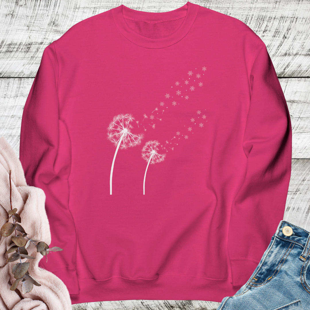 Dandelion Sweatshirt, Winter Snowflake Sweater, Cozy Fall Wildflowers Sweatshirt, Plant Lover Gift for Her