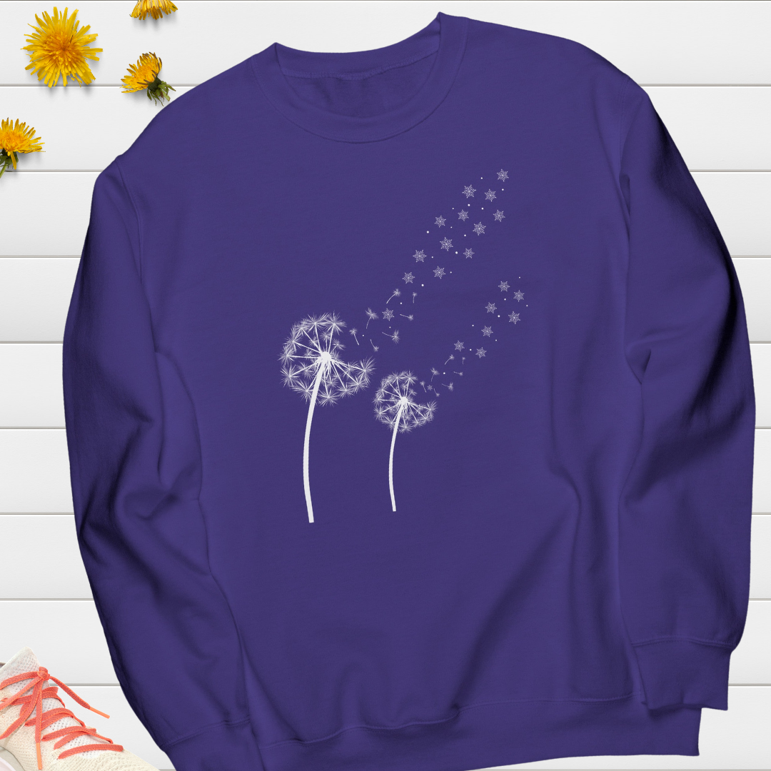 Dandelion Sweatshirt, Winter Snowflake Sweater, Cozy Fall Wildflowers Sweatshirt, Plant Lover Gift for Her