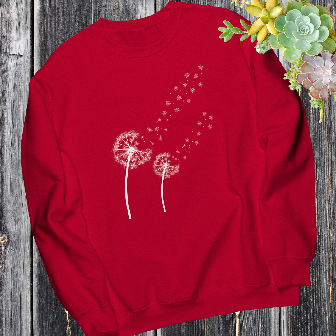 Dandelion Sweatshirt, Winter Snowflake Sweater, Cozy Fall Wildflowers Sweatshirt, Plant Lover Gift for Her