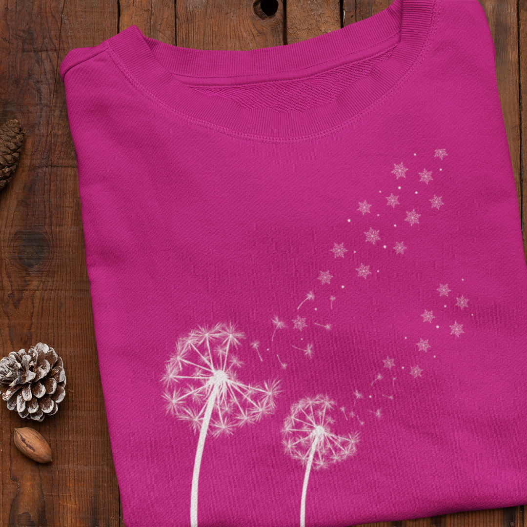 Dandelion Sweatshirt, Winter Snowflake Sweater, Cozy Fall Wildflowers Sweatshirt, Plant Lover Gift for Her