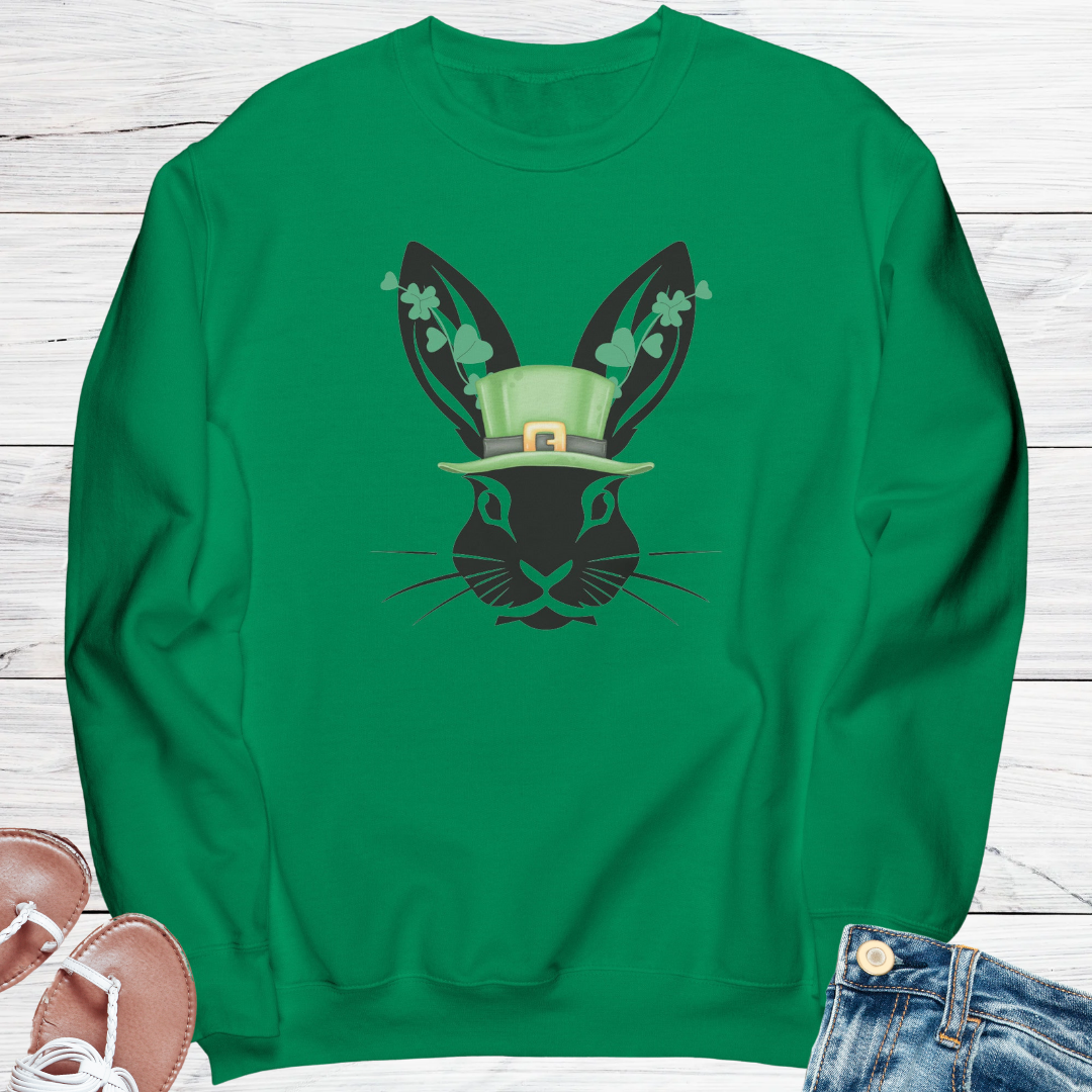 St Patrick's Day Sweatshirt, St Paddy's Day Sweater, Irish Hare Shamrock Sweatshirt, St Patrick's Day Clover Unisex Clothing, Gift for Animal Lover