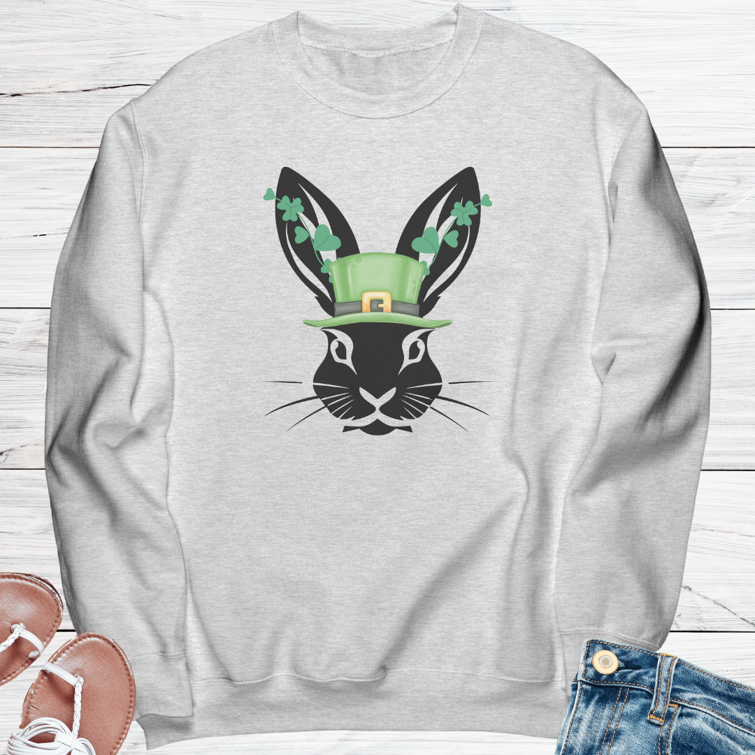 St Patrick's Day Sweatshirt, St Paddy's Day Sweater, Irish Hare Shamrock Sweatshirt, St Patrick's Day Clover Unisex Clothing, Gift for Animal Lover