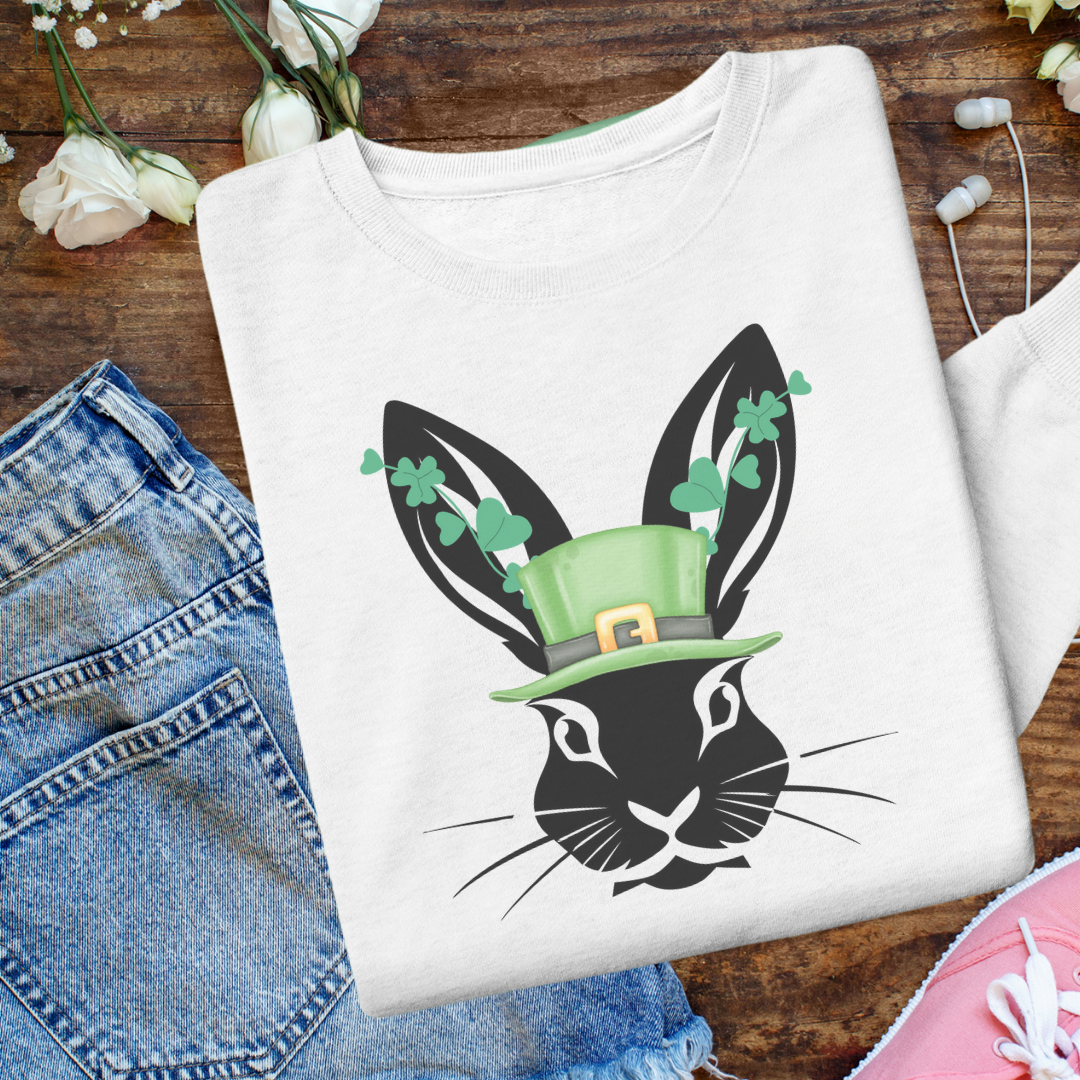 St Patrick's Day Sweatshirt, St Paddy's Day Sweater, Irish Hare Shamrock Sweatshirt, St Patrick's Day Clover Unisex Clothing, Gift for Animal Lover