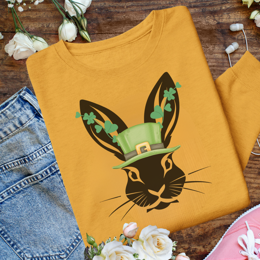 St Patrick's Day Sweatshirt, St Paddy's Day Sweater, Irish Hare Shamrock Sweatshirt, St Patrick's Day Clover Unisex Clothing, Gift for Animal Lover