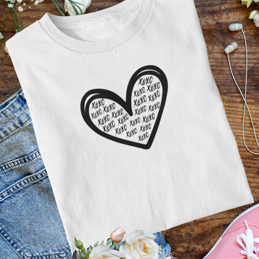 XOXO Valentine's Day Heart Shirt, Love Hearts Tee, Kindness Motivational Tshirt, Graphic Graffiti Streetwear, Valentine's Day Gift for Her